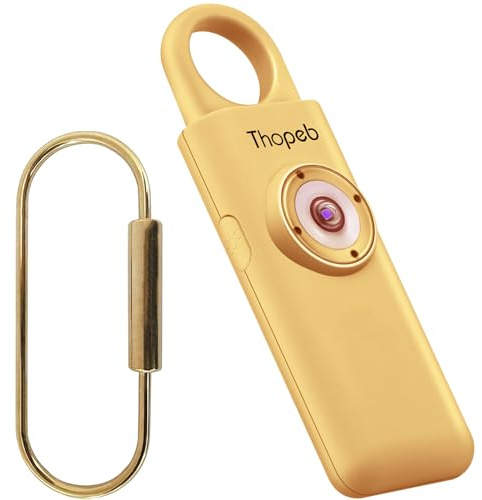 Thopeb Persönlicher Alarm für Frauen – extra laute Sirene und LED-Stroboskoplicht – Polizeigenehmigt – wiederaufladbar – originale Selbstverteidigungs-Sirene und Schlüsselanhänger, hilft älteren