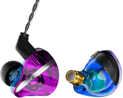 CCZ DC01 Pro HiFi In Ear Monitors Auriculares Potente diafragma de Graves Auriculares con Cable para Juegos Cable de latencia verdadera 0 para Llamadas Musicales Juegos (púrpura, sin micrófono)