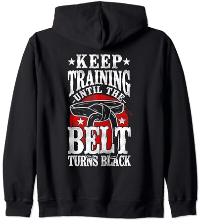 Keep Training Until the Belt Turns Black Aikido Black Belt Zip Hoodie