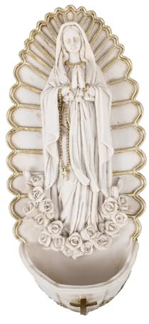 HAWILLOSCH Fontana Acqua Santa in Resina Leggera Decorazione Religiosa Da Parete Con Design Elegante Per Ingresso Casa e Chiesa Addobbo Sacro Multifunzionale Per Ambienti Di Preghiera