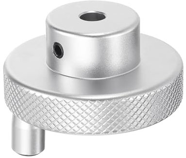 sourcing map Aluminum Alloy Handwheel 50mm OD 6mm Bore Lathe Hand Wheel with Rotate Handle Aluminum Milling Machine Handle with Wrench and 2pcs Screws for Milling Machine Lathe, Silver Tone