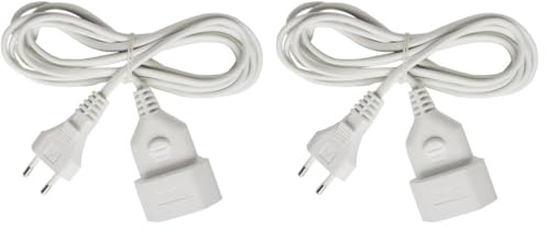 Brennenstuhl Kunststoff-Verlängerungskabel (Verlängerungskabel für den Innenbereich, 5m Kabel, mit Euro-Stecker und Kupplung) weiß (Packung mit 2)