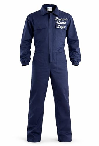 Ristohouse Tuta da Lavoro Intera in Cotone, Blu Navy, 260 gr/m², con Elastici ai Polsi, Tasche Multiple (Blu, XL)