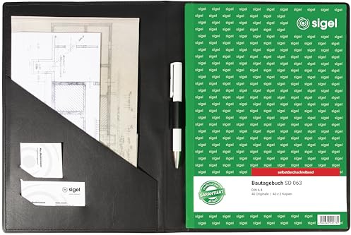SIGEL EF410 skyddande omslag för A4-formulär (t.ex. B. order, faktura, fraktsedel), med praktiska fickor för kvitton och integrerat pennhållare, svart