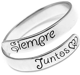 Anillo ajustable en plata de ley 925 para mujer | Grabado “SIEMPRE JUNTOS” | Joya personalizada de amistad, madre e hija o pareja | Regalo único cumpleaños, Día de la Madre (SIEMPRE JUNTOS)