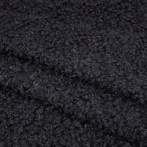 MAYJOYDIY 1.72m Black Curly Sherpa Fleece Fabric 770mm Lambskin Thermal Lined Material Curly Fleece Faux Wool Fabrics for Costumes Pillows Rugs Apparel Decorations DIY Projects