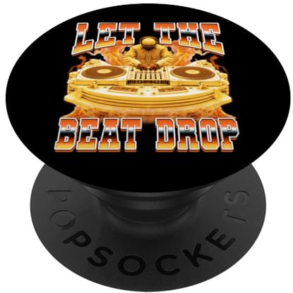 Disque de Jockey DJ Discjockey Plateau tournant années 90 Let The Beat Drop PopSockets PopGrip Adhésif
