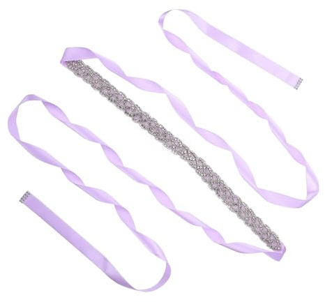 Ipetboom Cinturón de Boda Gemas de Imitación Cinturón para Vestido de Novia en Color Morado Claro Accesorio Elegante para Ceremonia Fiesta y Banquete Diseño Ligero y Sofisticado