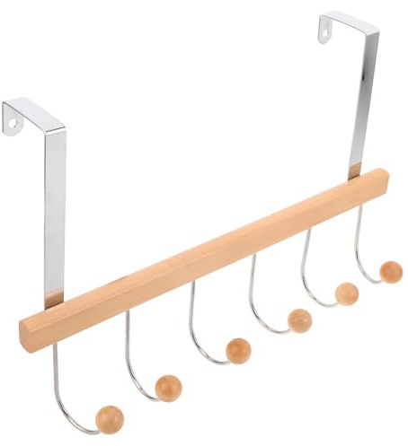 ULTECHNOVO Crochets de Porte Mural en Bois Naturel, Porte-manteaux Robuste sans Perçage, Organiseur Multi-usages pour Chambre Salle de Bain Entrée, Porte-vêtements et Porte-paquet