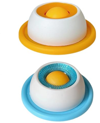 Schleckmatte Hund, Leckmatte Hunde, Schleckball Hund, Hundebeschäftigung für Zuhause, Dog Licking Bowl, Hundespielzeug, Dog Lick Sphere, Schleckmatte Hundelickspielzeug, (Blau und Gelb)