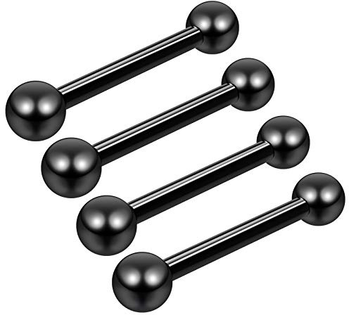 Bling Piercing 4pc 16g 1.2mm Earring Barbell Stud Earrings Black Anodized Cartilage Bar Triple Forward Helix 10mm Anti Tragus