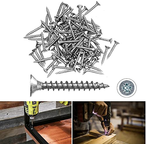 TERF® Multi Purpose Screws 4.5 X 50mm Pozi Flat Double Countersunk Zinc Screws For PVCu Wooden Timber Chipboard MDF and other similar types Screw Size 4.5 X 50mm - Pack of 100