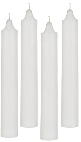 4er Pack Rustikale Stabkerzen H:25 cm Ø:3,8 cm diverse Farben Brenndauer 22 Stunden Kerze Advent Weihnachten Deko, Farbe:Weiß