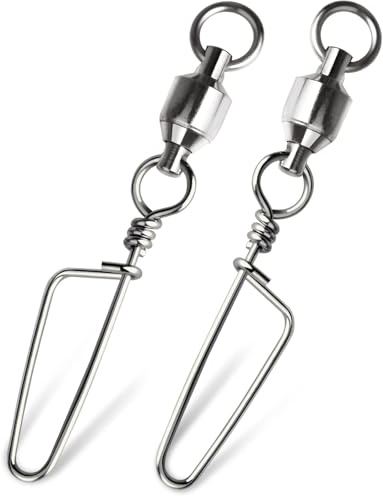 9KM DWLIFE 30pcs Ball Bearing Fishing snap Swivels, 8 Sizes Stainless Steel Swivel with Coastlock,Fishing Terminal Tackle for Saltwater Freshwater Sea Fishing