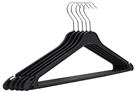 RSR Hangers Kleiderbügel K 43 cm aus Kunststoff 20 Stück Hemdenbügel 360° drehbarer Haken Blusenbügel Kunststoff Schwarz mit Hosensteg