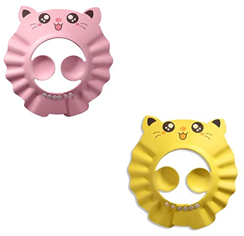 2 Piezas Gorro de Ducha Bebé, Gorro de ducha para bebé, Ajustable para Gorro de Ducha para Bebés Gorro de Baño para Bebés, Protege Los ojos y las orejas para Niños,Visera Baño Bebé,de 6 Meses a 9 Años