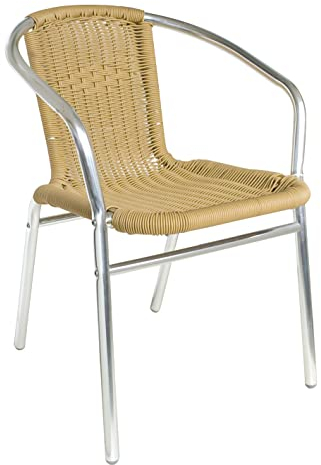 pemora Outddor Bistrostuhl Gartenstuhl Kir aus Aluminium mit Geflecht in Natur