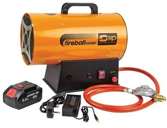 SIP FIREBALL 515 Propane Gas Heater, Cordless Battery Powered, 15kW / 51,182 BTU/hr, 12,181ft³ Heating Area