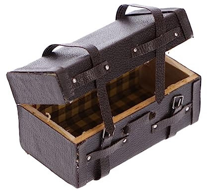 VILLCASE Mosaikzubehör Mini-Fall Case Craft Mini- -Dekoration Mini-Vintage-Leder-Case Mini-Case Mini-Leder-Case Holzkoffer-Modell Mini-Hausdekoration Zubehör Für Miniaturpuppenhäuser