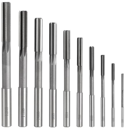 SWAWIS 10 Piezas H8 Escariador de Recto HSS, 3-12mm Escariador de Máquina para Trabajar Madera y Metal y Mejorar Precisión en Mecanizado de Agujeros