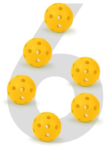 Sukeen Pickleball-Bälle für den Innenbereich mit Tasche, 26 Löcher, Pickleball-Bälle für den Innenbereich, Pickleball-Bälle mit hoher Sprungkraft, Pickleball-Bälle für Anfänger, Fortgeschrittene, 6