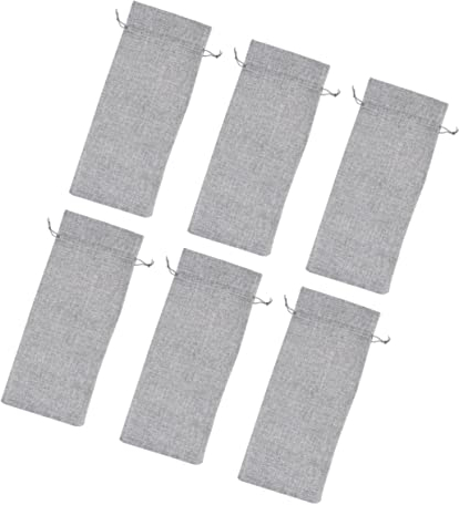Garneck 6pièces Sacs à Vin Lin Gris Pochettes Réutilisables avec Cordon De Serrage pour Bouteilles De Vin Et Réceptions