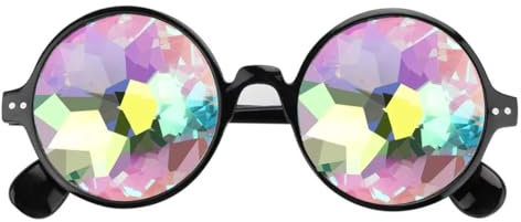 LQIOACU Schwarz Sonnenbrille Festival, Lustige Sonnenbrillen, Kaleidoskop Rave Brille, Schnelle Brille, Cosplay Brille Glasses Welding Punk Brille