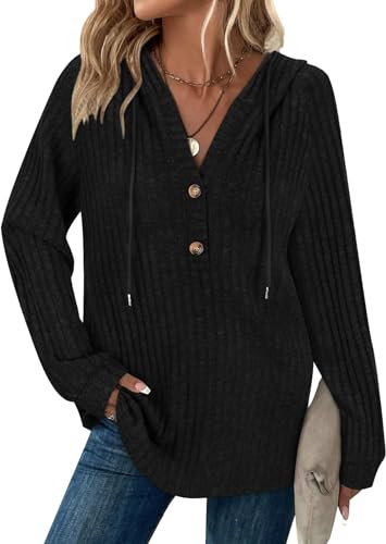 Womens Sweaters Ladies Lightweight Jumpers V Neck Pullover Hoodies
