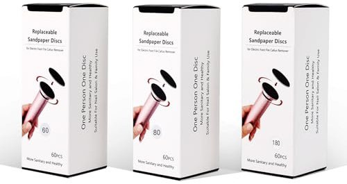 3 cajas (180 piezas) almohadillas de repuesto para limas de pies, discos de papel de lija para eliminar callos eléctrico de piel dura, grano 60/80/180