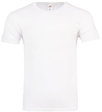 Fruit of the Loom Tshirt Herren 100% Baumwolle - T-Shirt Iconic T mit Gesponnen Ring Baumwolle – Licht, Luftig und Weich - Höchster (Weiß, XL, 1 Stück)