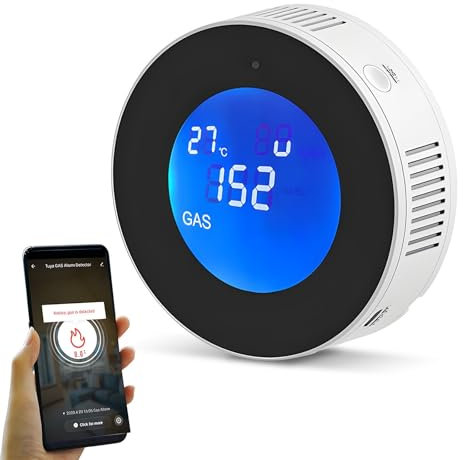 Wiby Rilevatore Fughe Gas Metano CH4 | Wi-Fi, App, Compatibile con Alexa e Google Home | Allarme 85dB, Display LCD | Certificato EN 50194 | Ideale per Cucina e Caldaia, 2 Unità