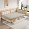 LAKFEW Schlafsofa Holzbett 140x200 cm, Sofabett Doppelbett Polsterbett mit 2 Stauraum Schublade, Familienbett Tagesbett, Bettgestell mit Lattenrost, Natur，(Ohne Matratze)