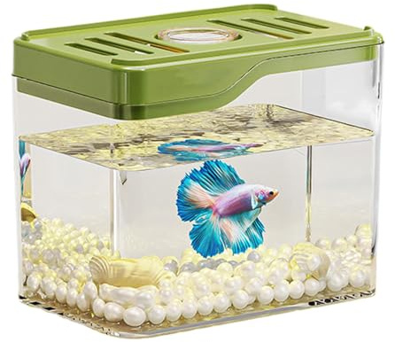Niesel Betta fisktank, fisktank, ventilationshål design fisktopp design, färgglada LED-lampor skål skrivbord rumsdekoration för eller kontor