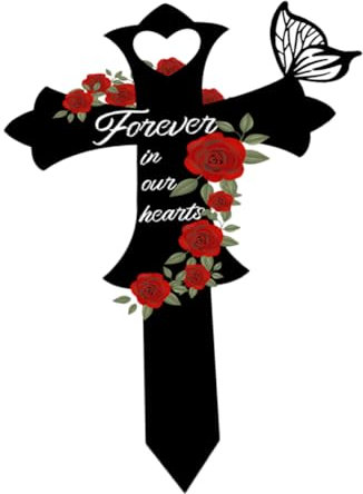 NOLITOY Croix Commémorative Métal pour Jardin Piquet De Cimetière Décoratif pour Honorer Les Défunts Marqueur De Tombe pour Famille Et Proches