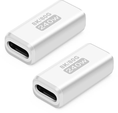 Seminer USB C hona till hona koppling (2-pack), USB 4.0 typ C-kontakt 80 Gbps 240 W dataöverföringskontakt kompatibel med iPhone 16/15, Samsung, MacBook och fler USB-C-enheter