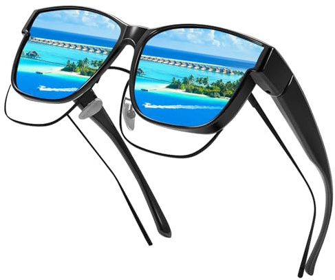 JSTHHTT Lunettes de Soleil Homme, Surlunettes de Soleil Polarisées, Lunette de Soleil Polarisée pour Homme Femme, UV400 Lunettes de Soleil Polarisées à Superposer pour Conduite Sport