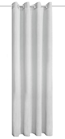 Sehlbach Tenda pronta per l'uso con occhielli, Texture liscia, Bianco, 140 x 245 cm, Traslucida, Opaca, Certificato Oeko-Tex, Nastro accorciante incluso, Facile da fissare