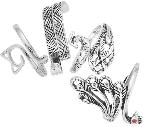 WOONEKY 4 Piezas Anillos de Tensión Ajustables para Tejer y Ganchillo de Control Ergonómico de Hilo para Dedos Accesorios para Gestión Uniforme del Hilo Labores de Punto y Crochet