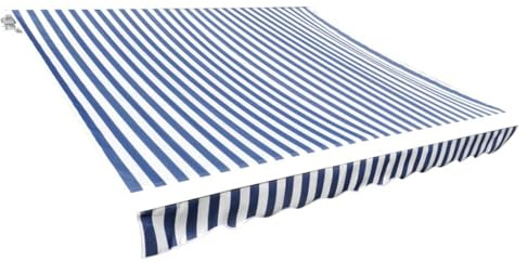Tenda da sole con morsetto, tela, blu e bianco, 4 x 3 m (senza telaio), tenda da sole per balcone, terrazza, giardino, montaggio richiesto