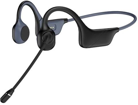 Hostena Bone Conduction Headphones with Mic-Callink, Trucker Bluetooth 5.4 Headset with Noise-Canceling Boom Microphone/Mute Function/Dual Connect, Open Ear Headphones for Work Driving Meeting（Black）