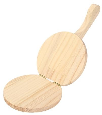 Generic Tortillapressare i trä, Manuell Tortillamaskin med Ergonomiskt Handtag för Mjölpizza Roti (Stor Storlek 3,8x7,8cm)