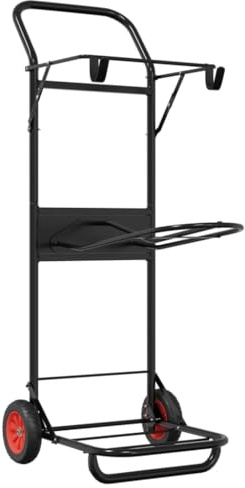 Ordellia Chariot à Selle Pliable en Acier Noir avec Espace de Rangement à Trois Niveaux, idéale pour équipement équestre, écurie, randonnée, Transport Pratique, Robuste et léger