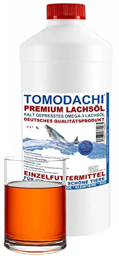 Tomodachi Lachsöl für Katzen kaltgepresst Lachsfischöl deutsche Qualität Naturprodukt Barföl gut für Haut und Fell Omega3 Fischöl Immunschutz für Katzen 1L