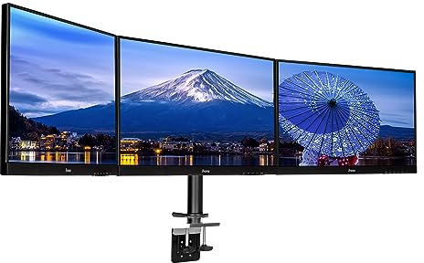 liyama DS1003C-B1 Dreifach-Monitor Halterung -/ Tischklemme (für Displays bis 10 - 27 Zoll und Maximal 10kg / Monitor) schwarz