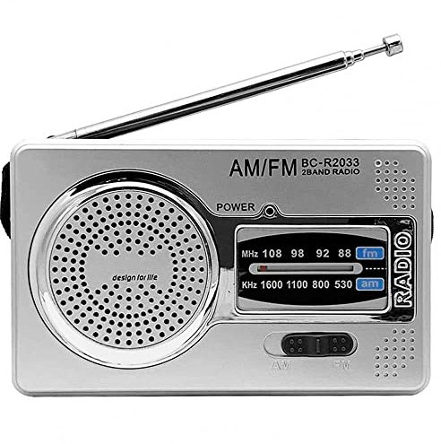 OcioDual Radio de Mano BC-R2033 Analógica Mini Sintonizador Am/FM Altavoz Integrado Conector para Auriculares Jack 3.5mm