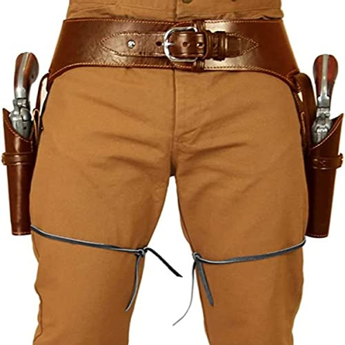 SIULAS Fondina in pelle per pistola doppia, custodia da cintura retrò per revolver cowboy western, borsa per cosplay e accessori (marrone)