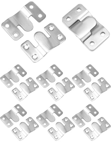 QWORK® 8 Paare Ineinandergreifende Haken Bilderhaken Spiegel Aufhängung Haken Sofa Bett Verbinder - Edelstahl - 54x30 mm