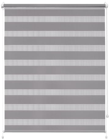 Rettika Doppelrollo Klemmfix ohne Bohren – Grau – Breite 80 cm, Höhe 150 cm – Duo Rollo für Innenräume, Sichtschutz Fensterrollo mit Lichtregulierung