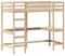 vidaXL Hochbett mit Schreibtisch, Bett für Kinder ab 6 Jahren, Stockbett mit Sperrholzlatten, Etagenbett Kinderbett, 90x200cm Massivholz Kiefer