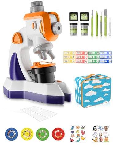 QUNSE 100x-1200X Multifunktional Projektormikroskop für Kinder,Mikroskop für Kinder, Objektträgern und Mikroskopierbesteck,inklusive umfangreichem Zubehör